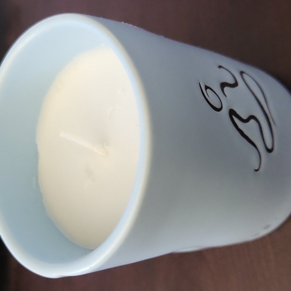Rae Dunn Blue Hyacinth Scented Candle in Light Blue Holder